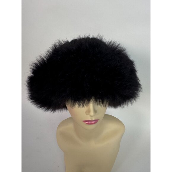 Vintage Neiman Black Fuzzy Hat 55% Wool 45% Acrylic Made In Italy Womens Winter main image 13